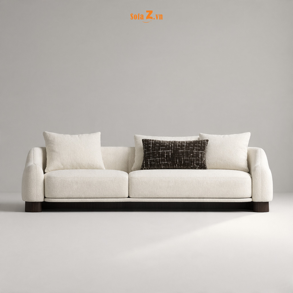 GD 1085 - SOFA BĂNG BOUCLÉ - NGHỆ THUẬT CHẾ TÁC TỪ SỢI TUYẾT VÀ ĐƯỜNG CONG ĐƯƠNG ĐẠI